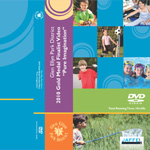 DVD menu layout with blue and orange panels and sample photos