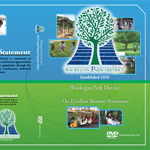 Park district annual report cover with stylized green tree and branch photos